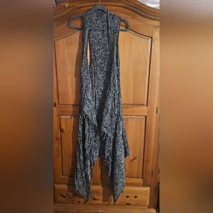 Chic Black and White Bohemian Style Women's Long High Low Vest